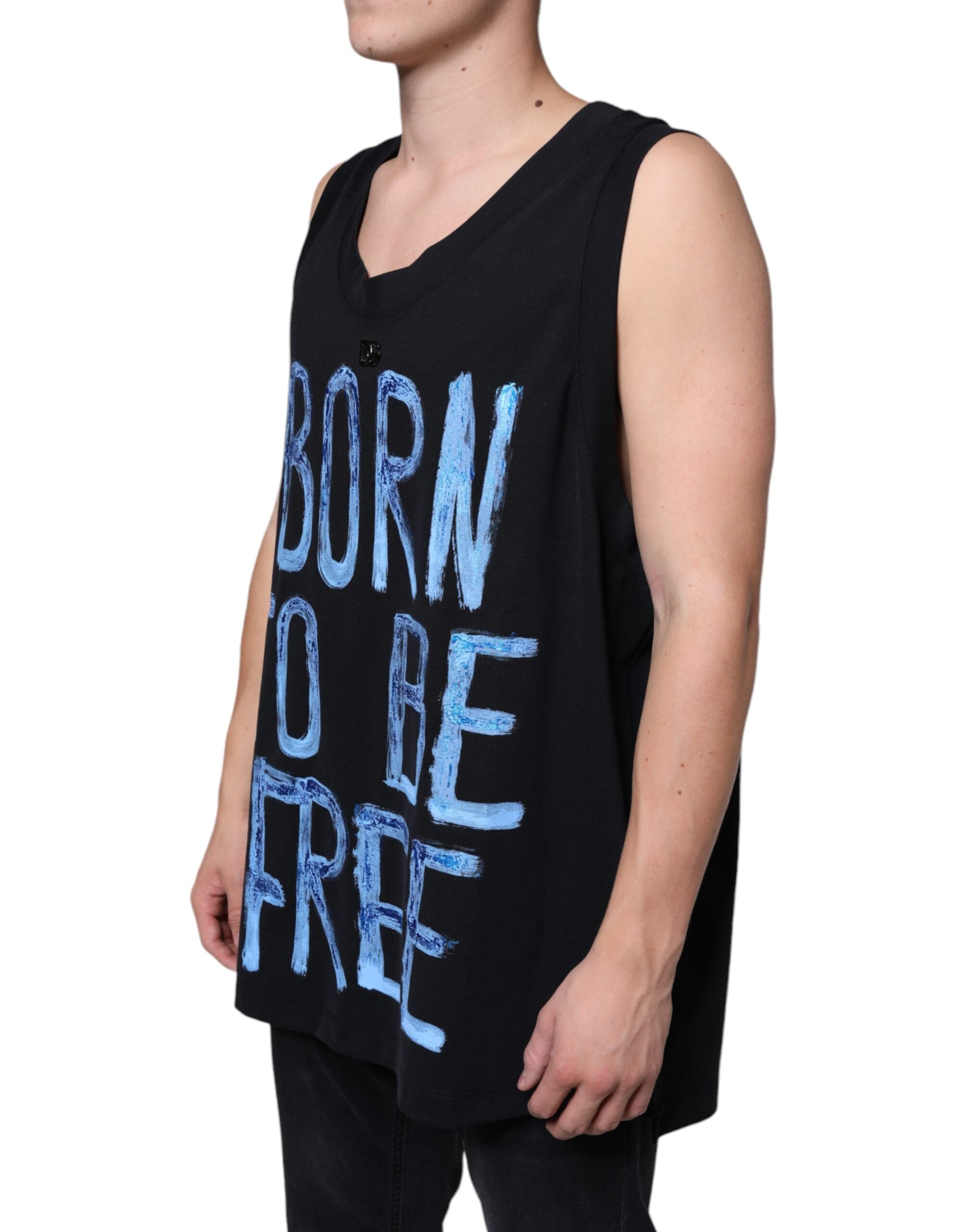 Dolce &amp;amp; Gabbana Svart Bomull Born To Be Free Ärmlös T-shirt