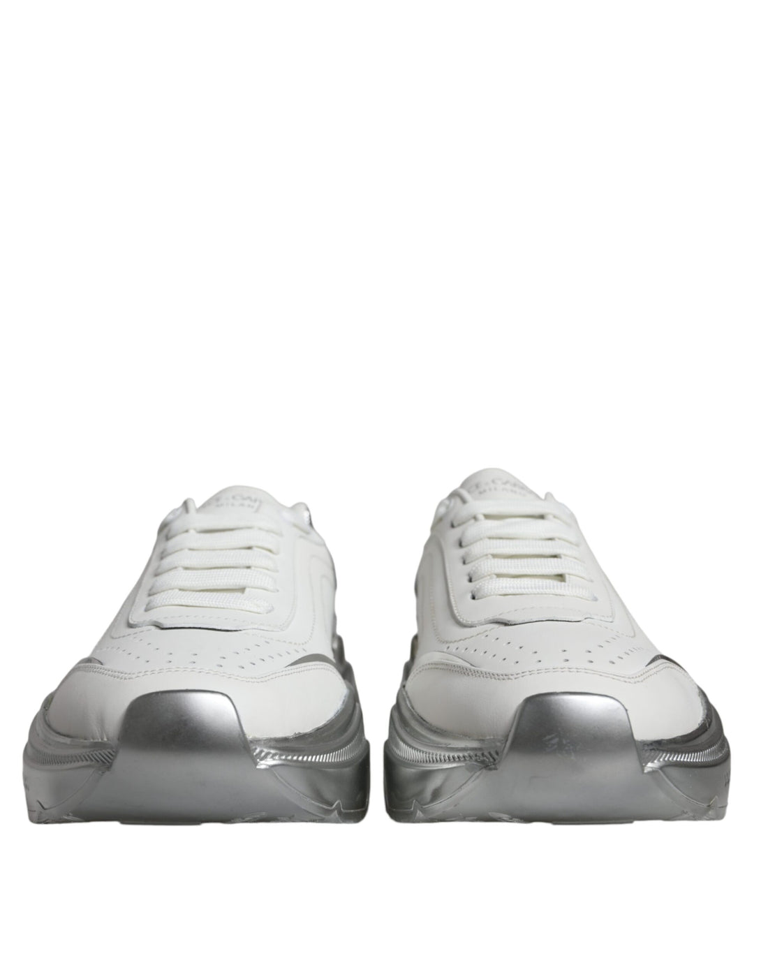 Dolce &amp; Gabbana White Silver Daymaster Low Top Sneakers Shoes