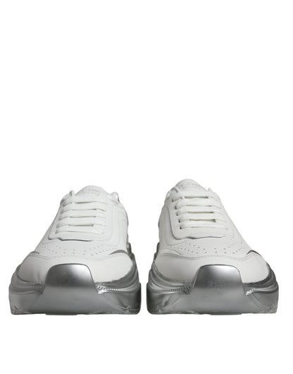 Dolce &amp; Gabbana White Silver Daymaster Low Top Sneakers Shoes