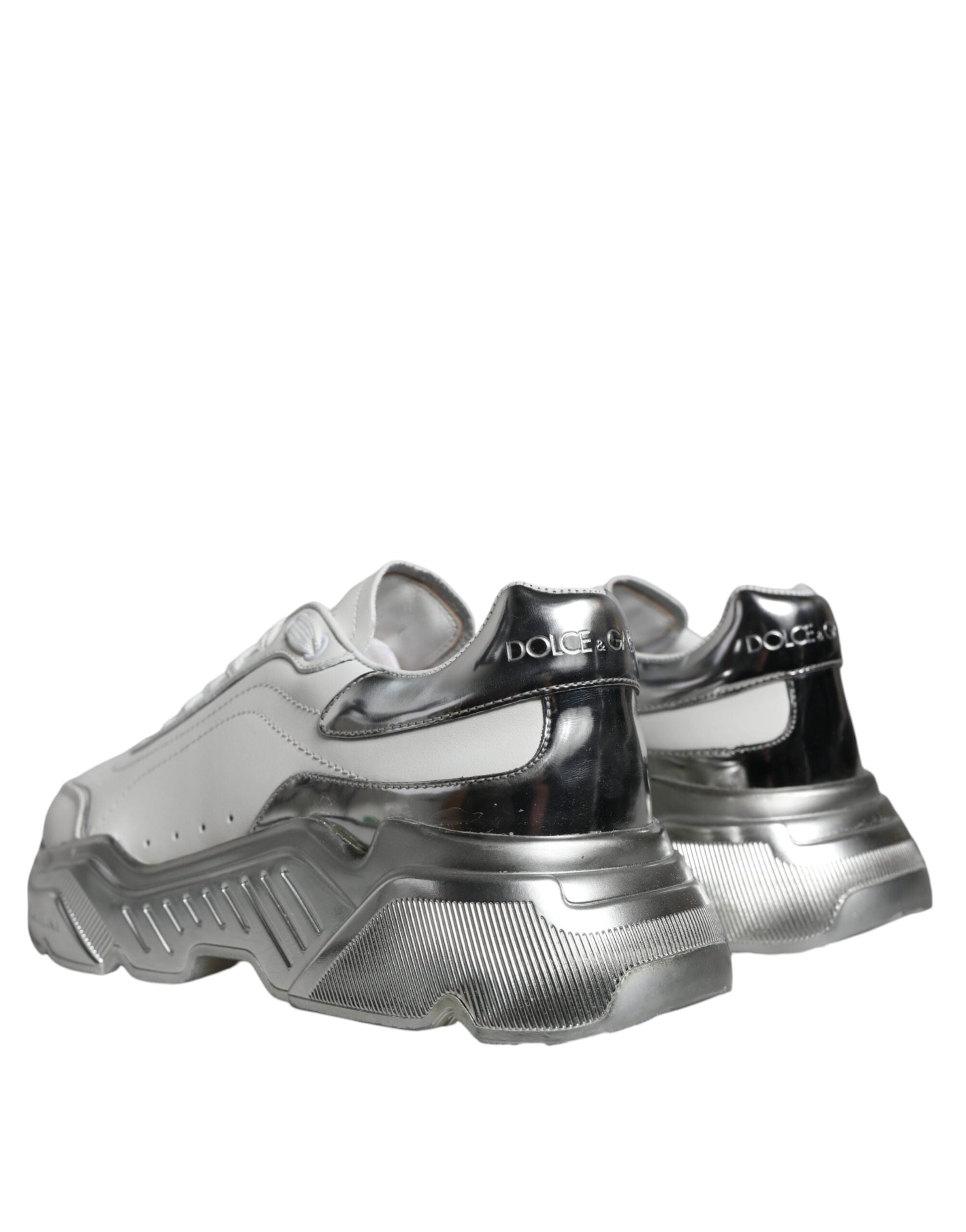 Dolce &amp; Gabbana White Silver Daymaster Low Top Sneakers Shoes