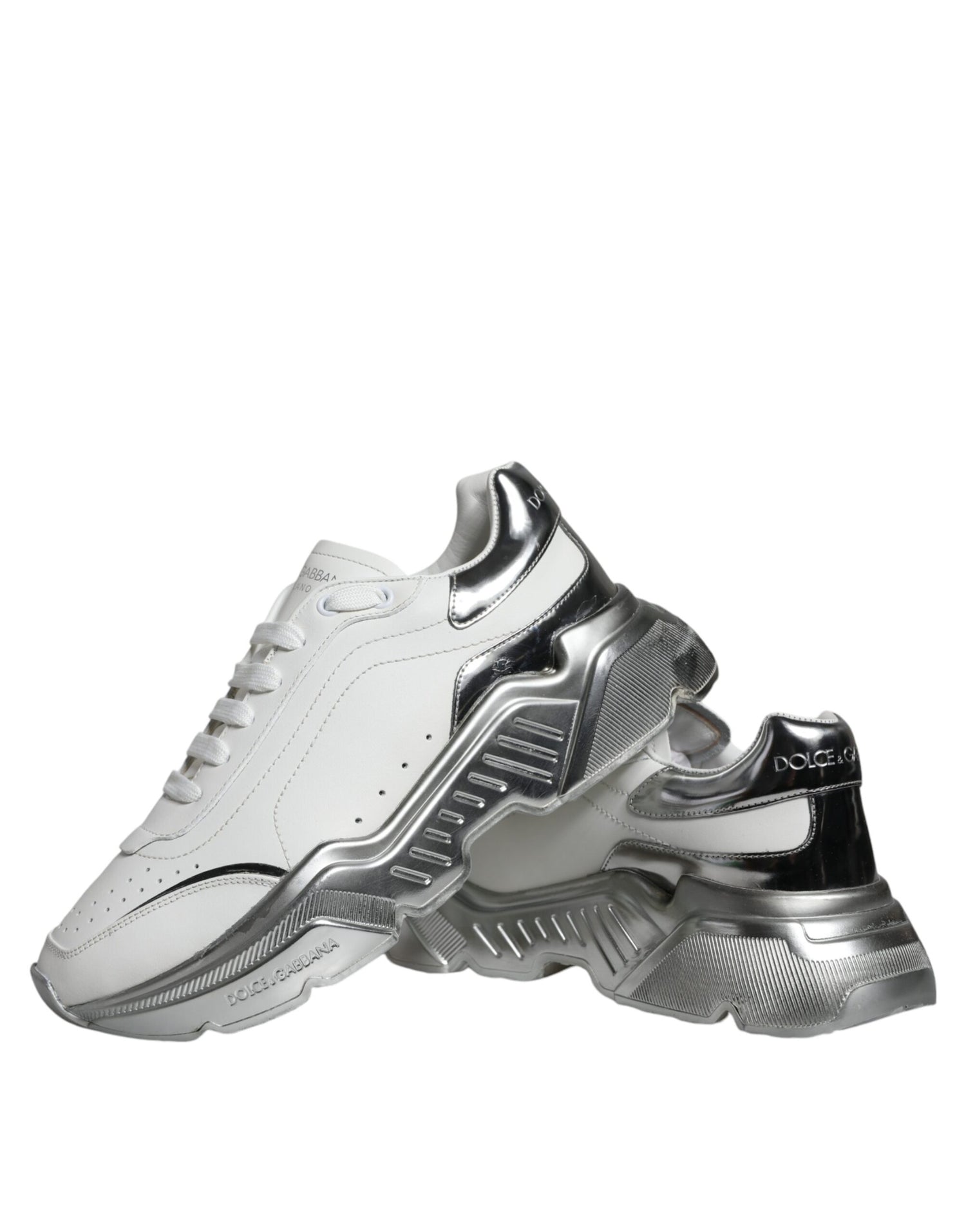 Dolce &amp; Gabbana White Silver Daymaster Low Top Sneakers Shoes