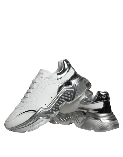 Dolce &amp; Gabbana White Silver Daymaster Low Top Sneakers Shoes