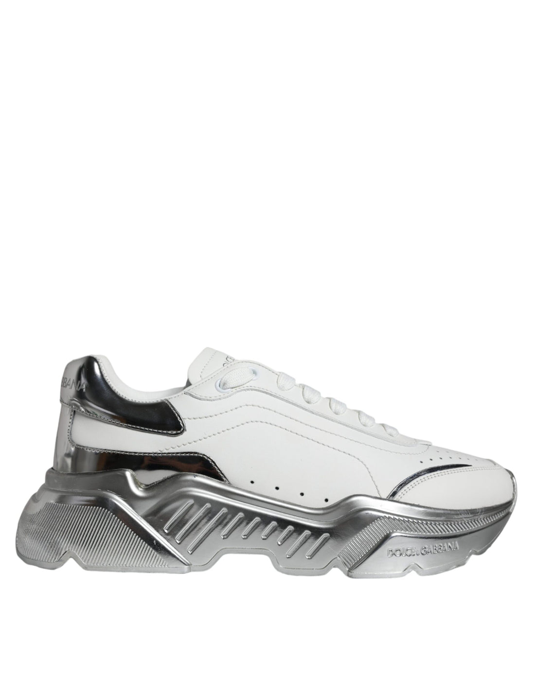 Dolce &amp; Gabbana White Silver Daymaster Low Top Sneakers Shoes