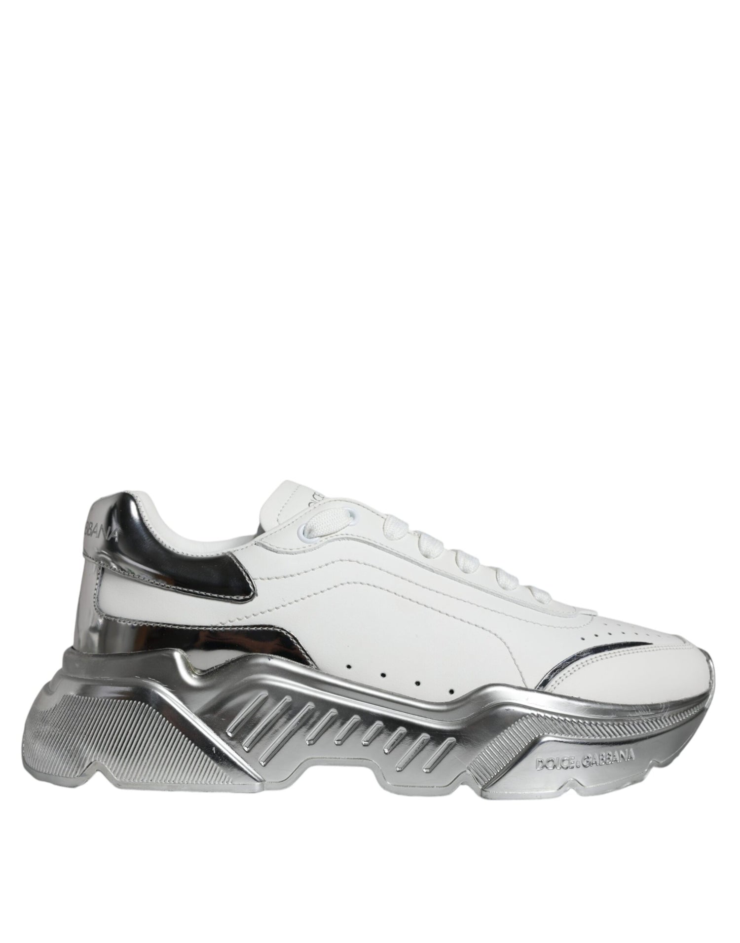 Dolce &amp; Gabbana White Silver Daymaster Low Top Sneakers Shoes