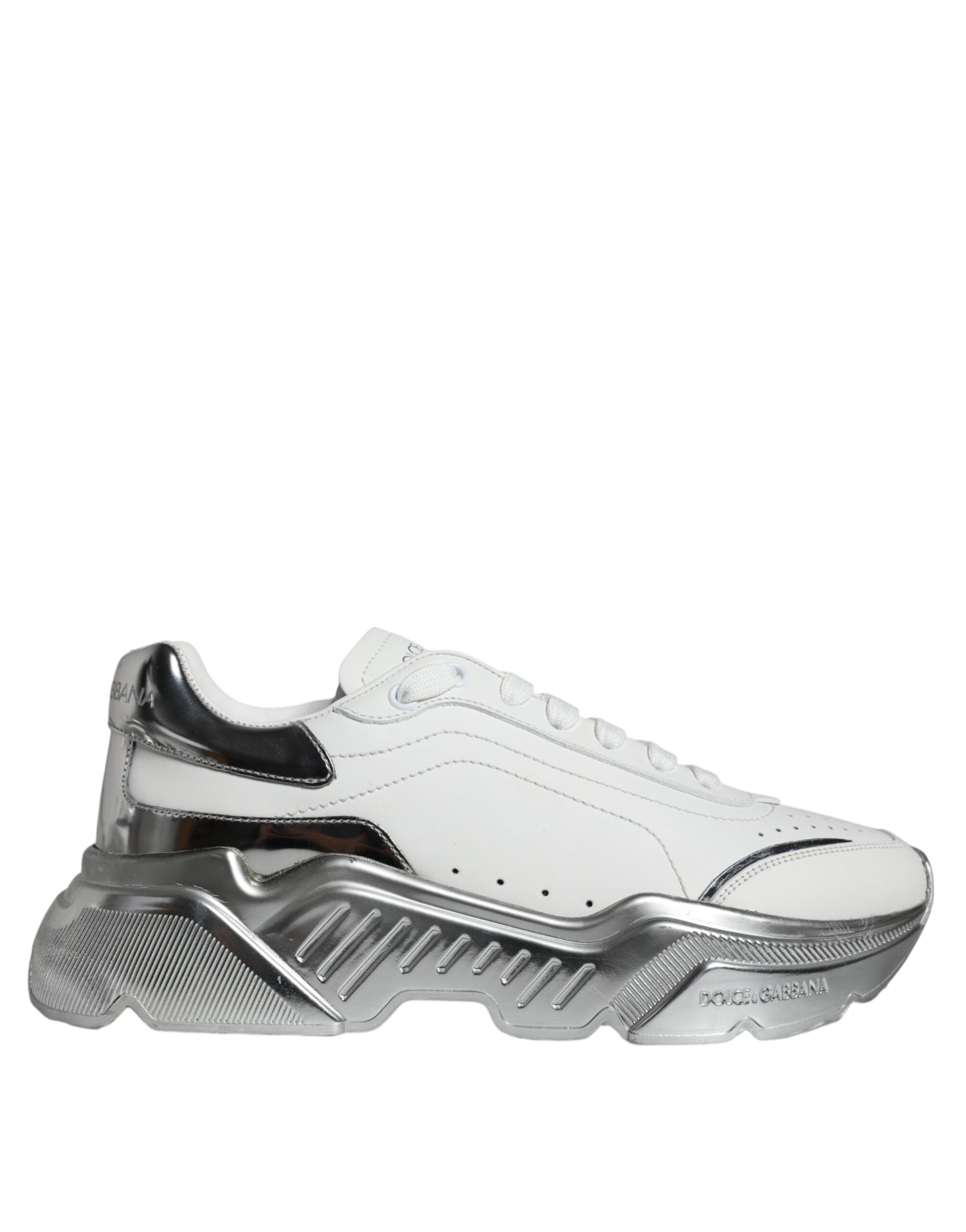 Dolce &amp; Gabbana White Silver Daymaster Low Top Sneakers Shoes