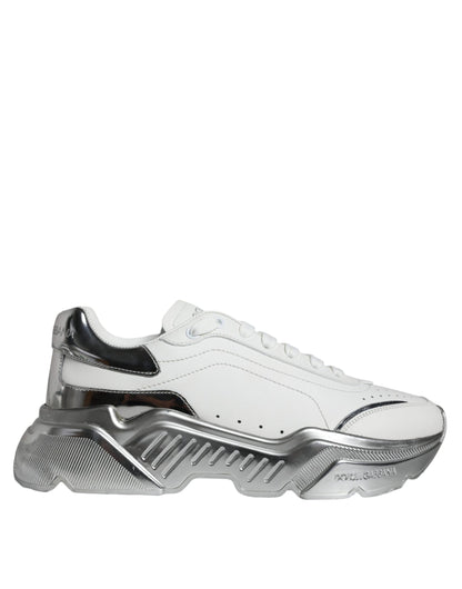 Dolce &amp; Gabbana White Silver Daymaster Low Top Sneakers Shoes