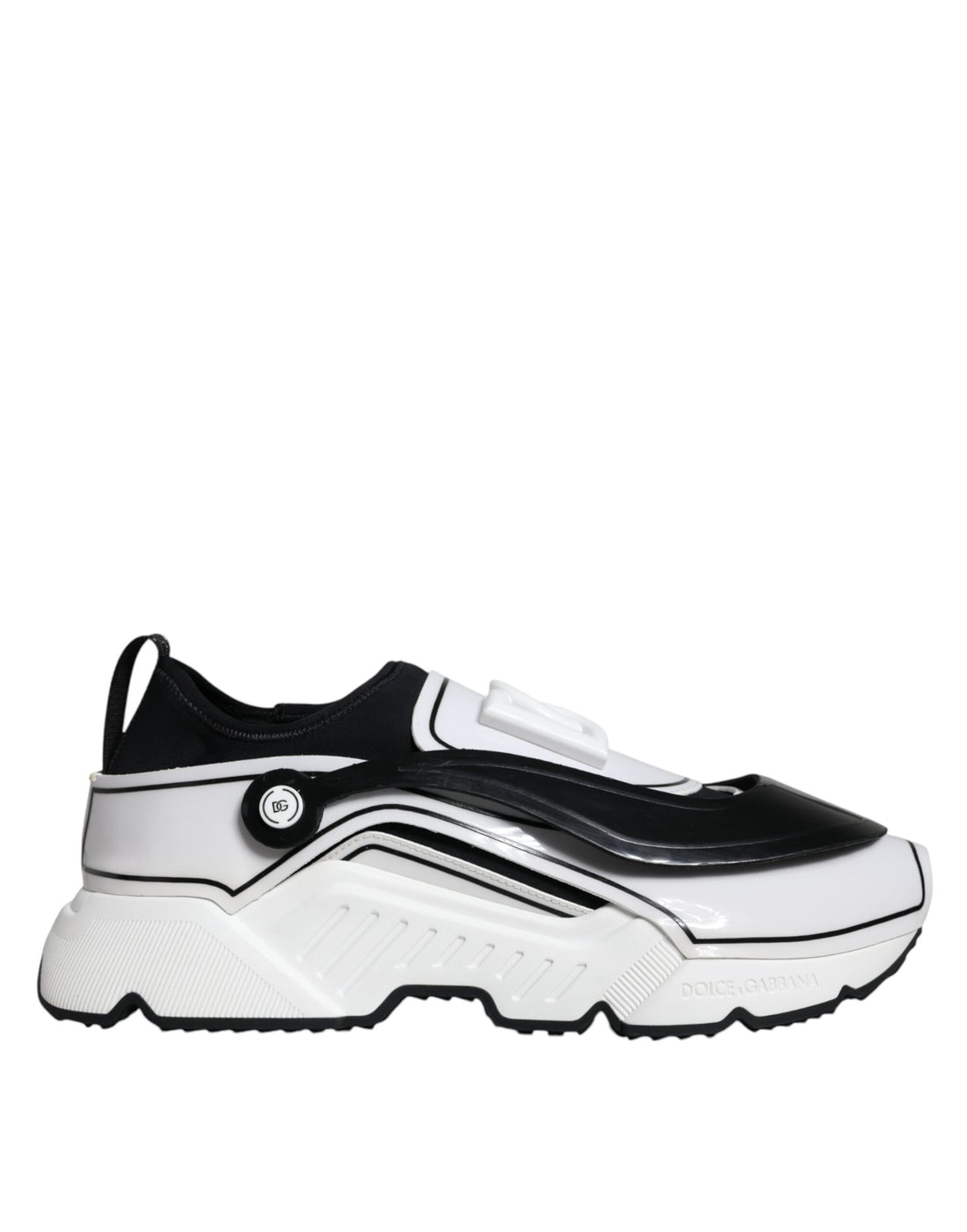 Dolce &amp; Gabbana White Black Logo Plaque Daymaster Sneakers Shoes