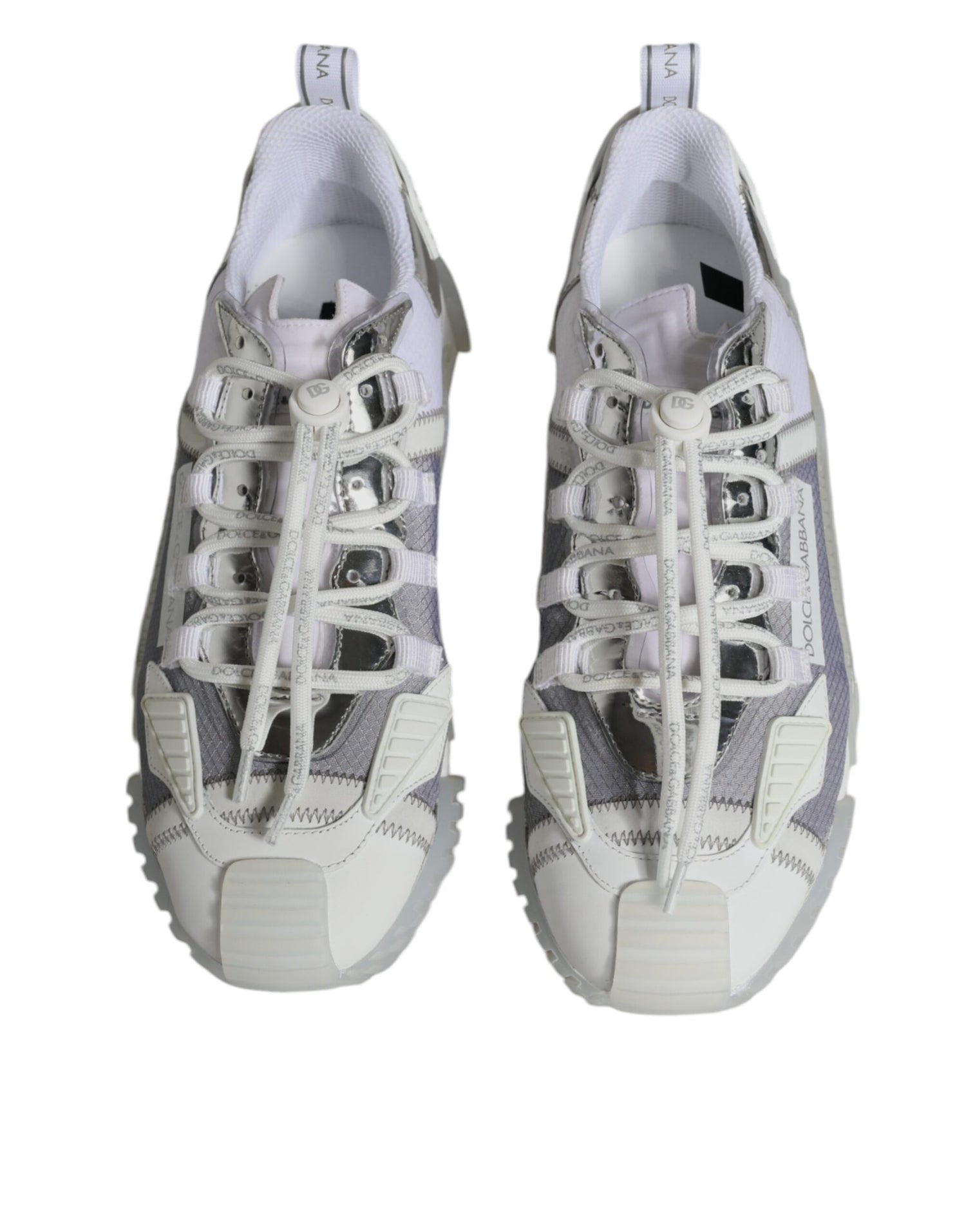 Dolce &amp; Gabbana White Silver Low Top NS1 Sneakers Shoes
