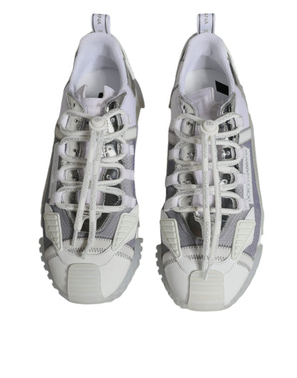 Dolce &amp; Gabbana White Silver Low Top NS1 Sneakers Shoes