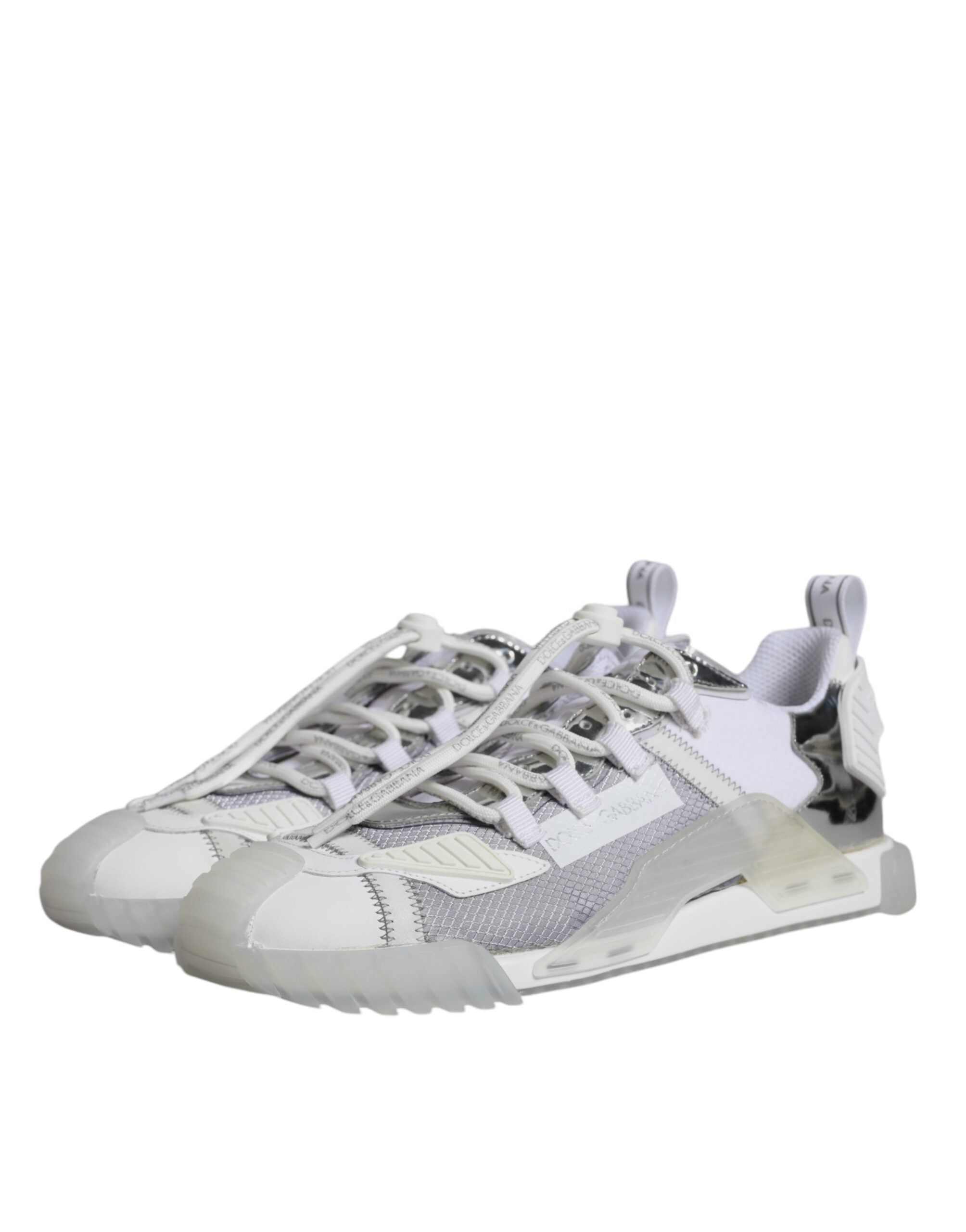 Dolce &amp; Gabbana White Silver Low Top NS1 Sneakers Shoes