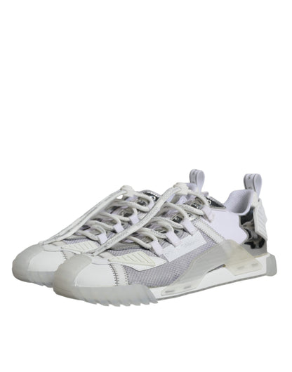 Dolce &amp; Gabbana White Silver Low Top NS1 Sneakers Shoes