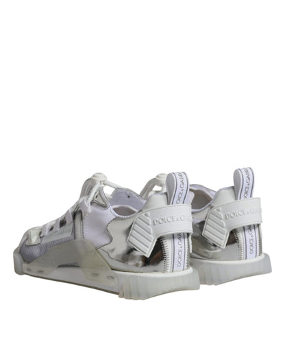 Dolce &amp; Gabbana White Silver Low Top NS1 Sneakers Shoes