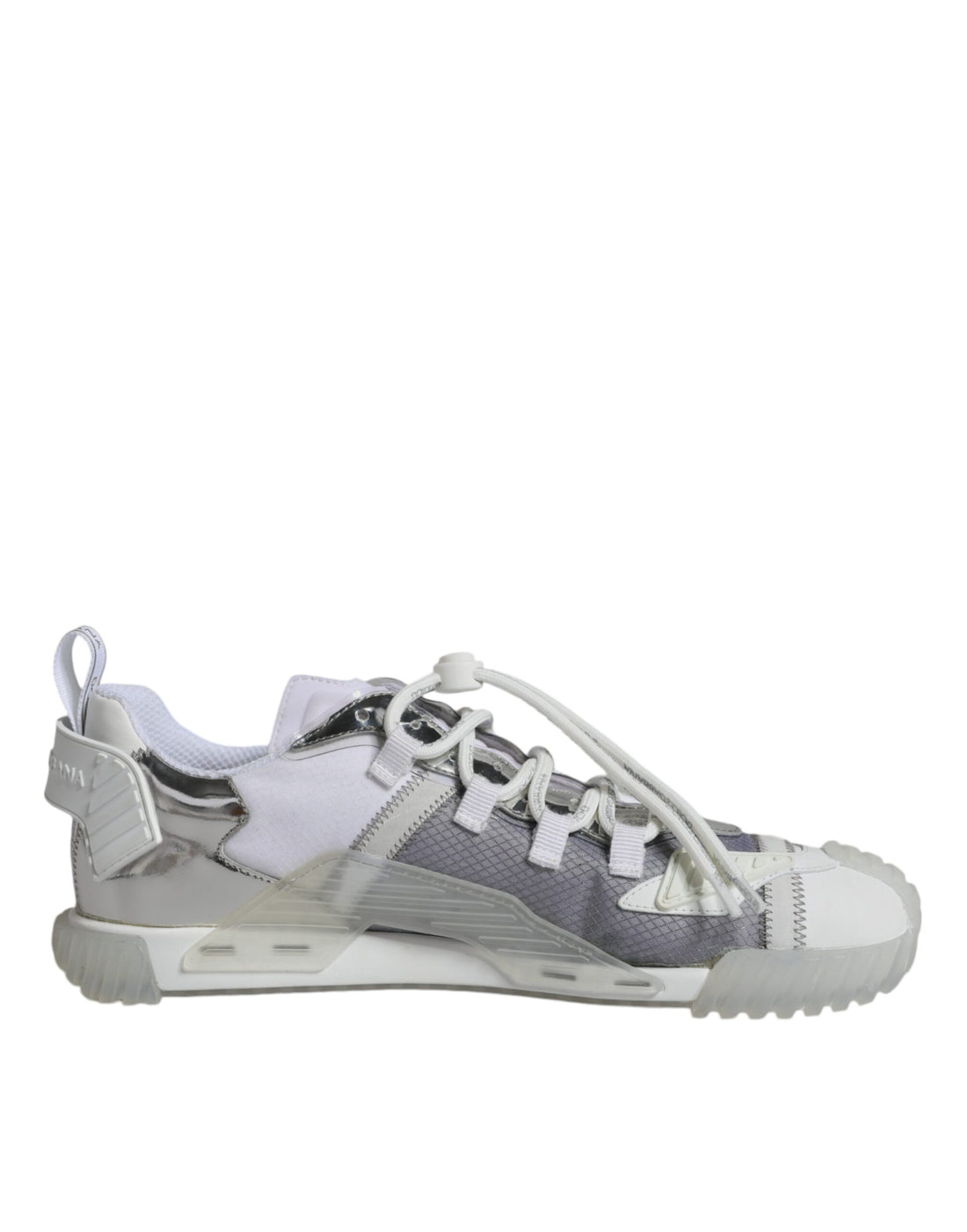 Dolce &amp; Gabbana White Silver Low Top NS1 Sneakers Shoes