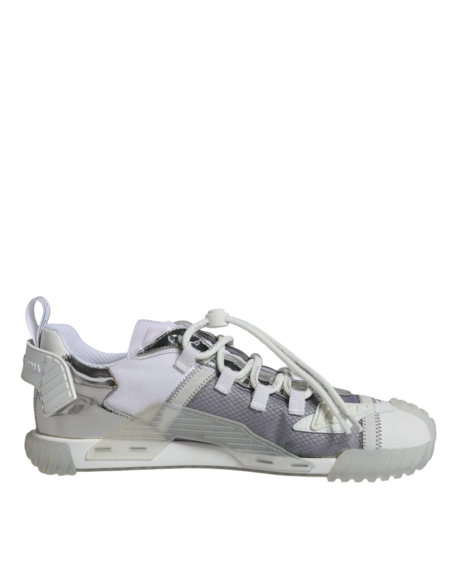 Dolce &amp; Gabbana White Silver Low Top NS1 Sneakers Shoes