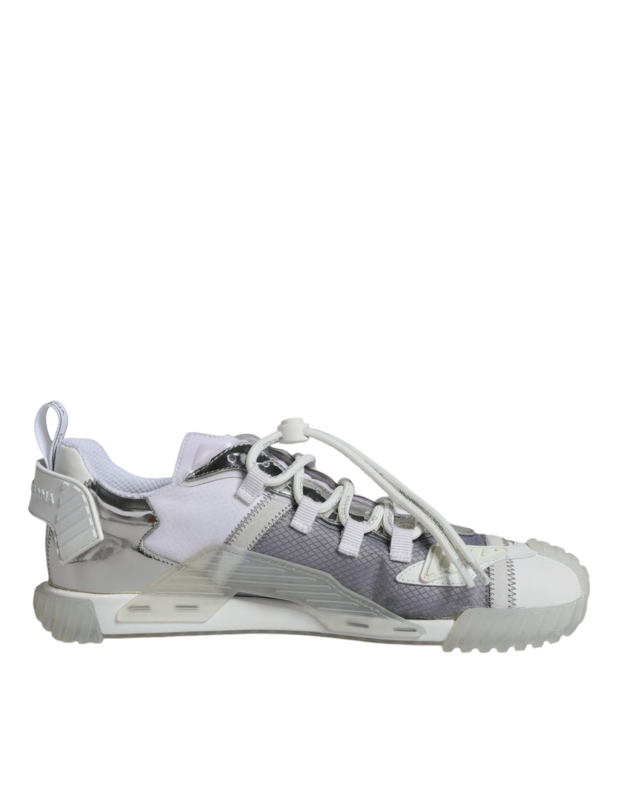 Dolce &amp; Gabbana White Silver Low Top NS1 Sneakers Shoes