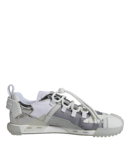Dolce &amp; Gabbana White Silver Low Top NS1 Sneakers Shoes