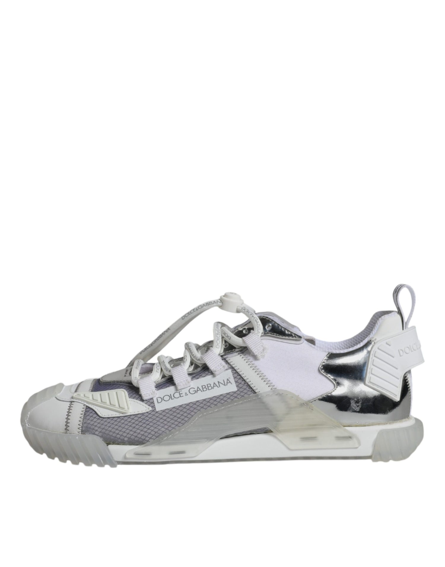 Dolce &amp; Gabbana White Silver Low Top NS1 Sneakers Shoes