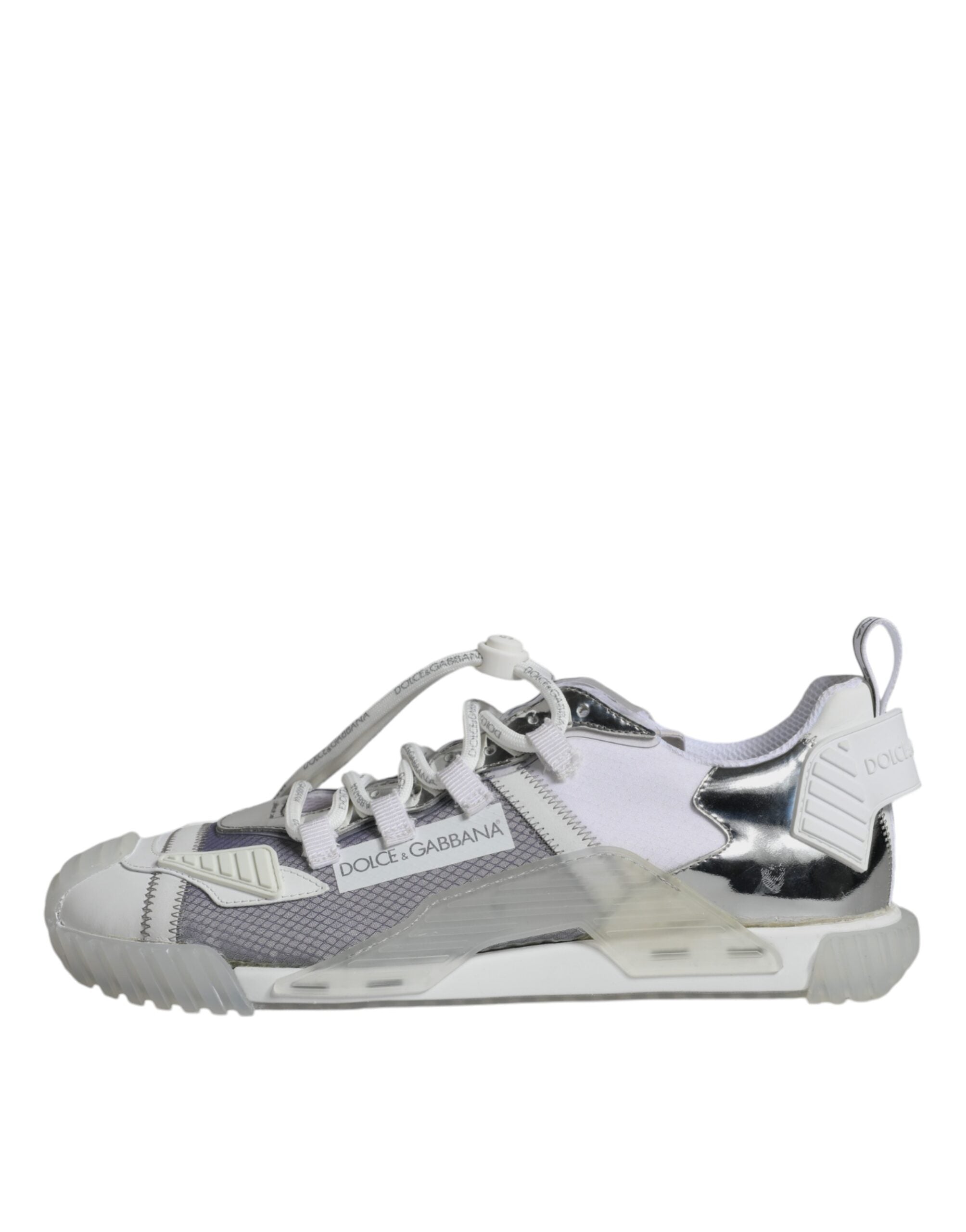 Dolce &amp; Gabbana White Silver Low Top NS1 Sneakers Shoes