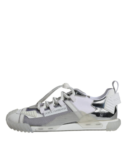 Dolce &amp; Gabbana White Silver Low Top NS1 Sneakers Shoes