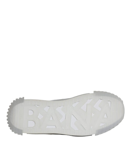 Dolce &amp; Gabbana White Silver Low Top NS1 Sneakers Shoes