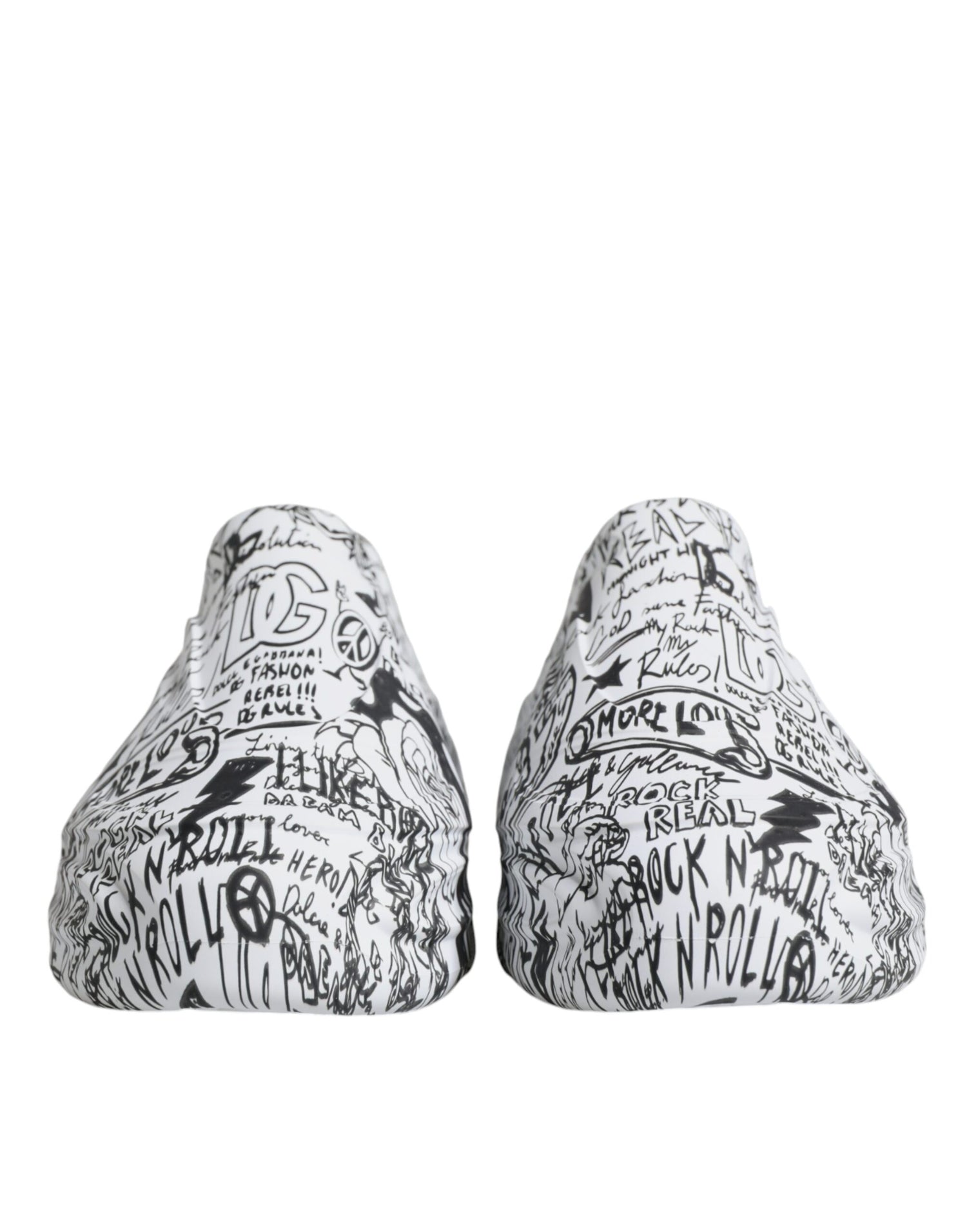 Dolce &amp; Gabbana White Black Graffiti Daymaster Sneakers Shoes