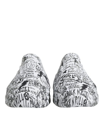 Dolce &amp; Gabbana White Black Graffiti Daymaster Sneakers Shoes