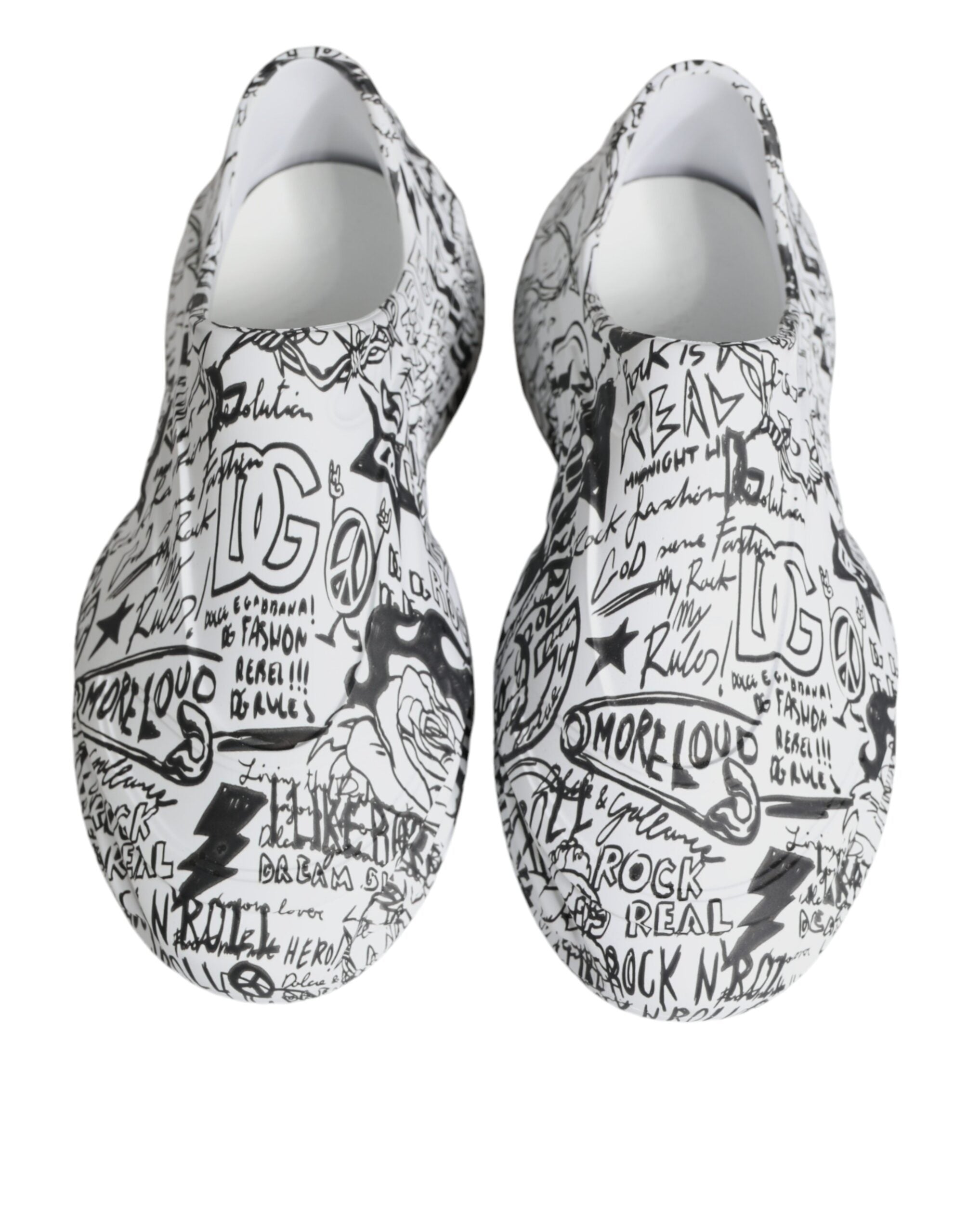 Dolce &amp; Gabbana White Black Graffiti Daymaster Sneakers Shoes