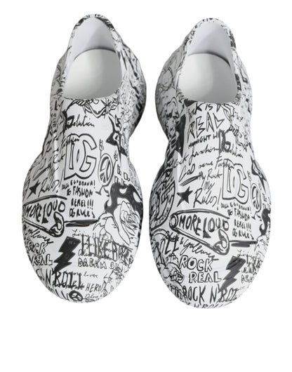 Dolce &amp; Gabbana White Black Graffiti Daymaster Sneakers Shoes