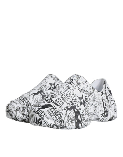 Dolce &amp; Gabbana White Black Graffiti Daymaster Sneakers Shoes