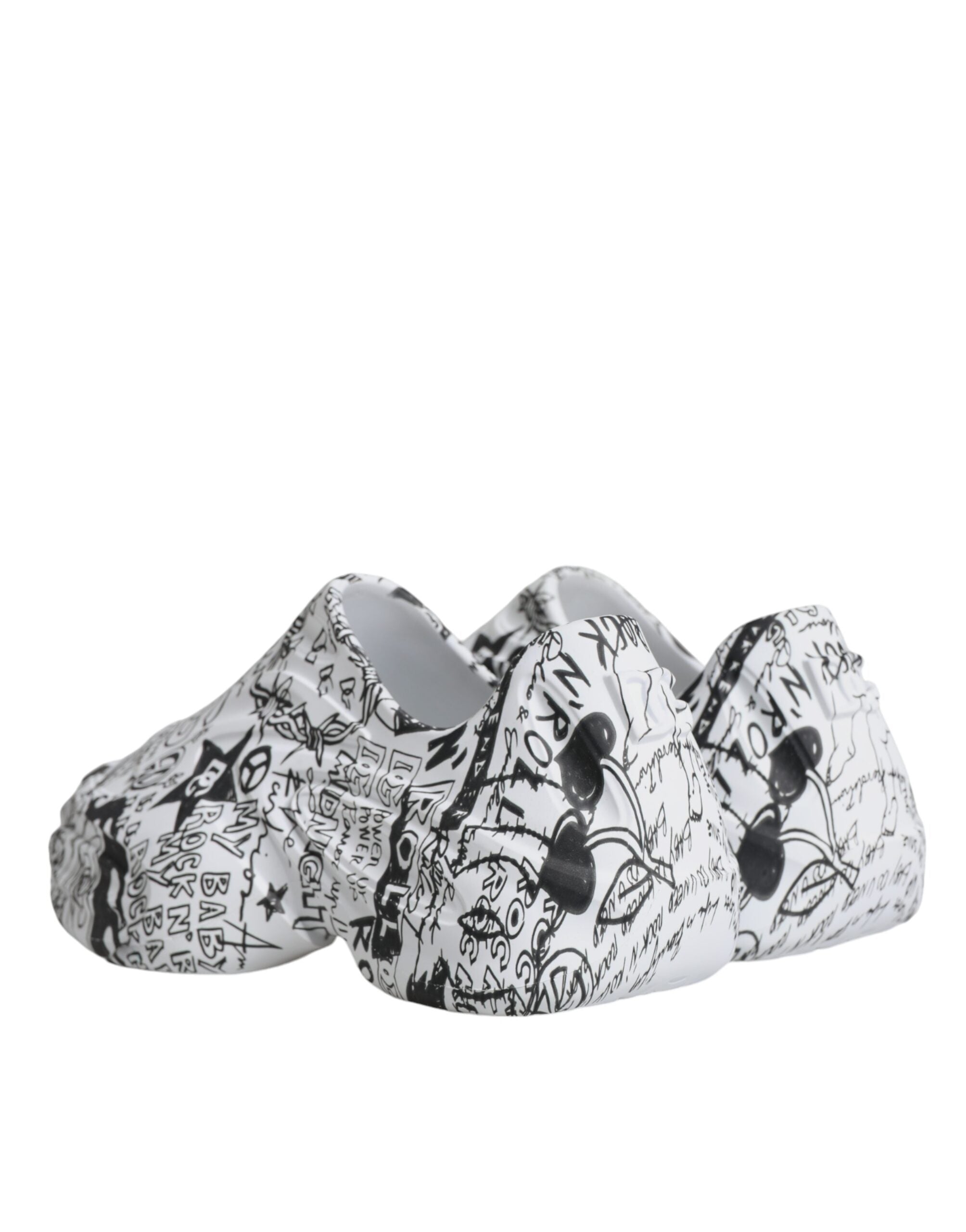 Dolce &amp; Gabbana White Black Graffiti Daymaster Sneakers Shoes