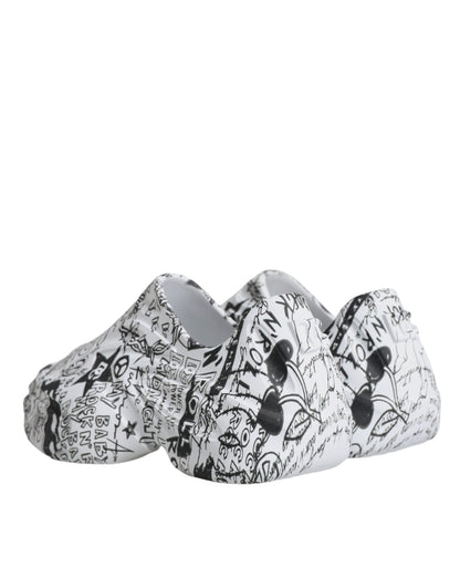 Dolce &amp; Gabbana White Black Graffiti Daymaster Sneakers Shoes