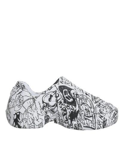 Dolce &amp; Gabbana White Black Graffiti Daymaster Sneakers Shoes