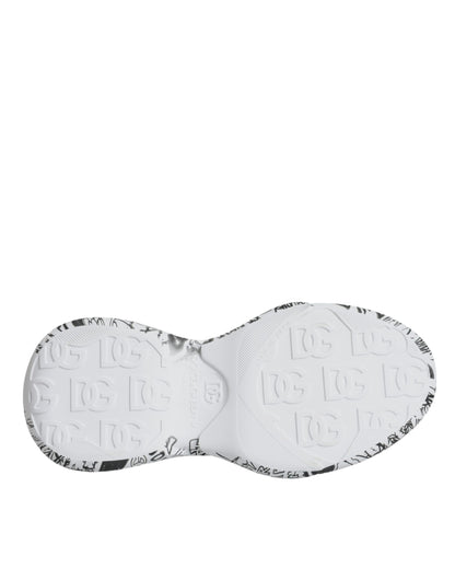 Dolce &amp; Gabbana White Black Graffiti Daymaster Sneakers Shoes