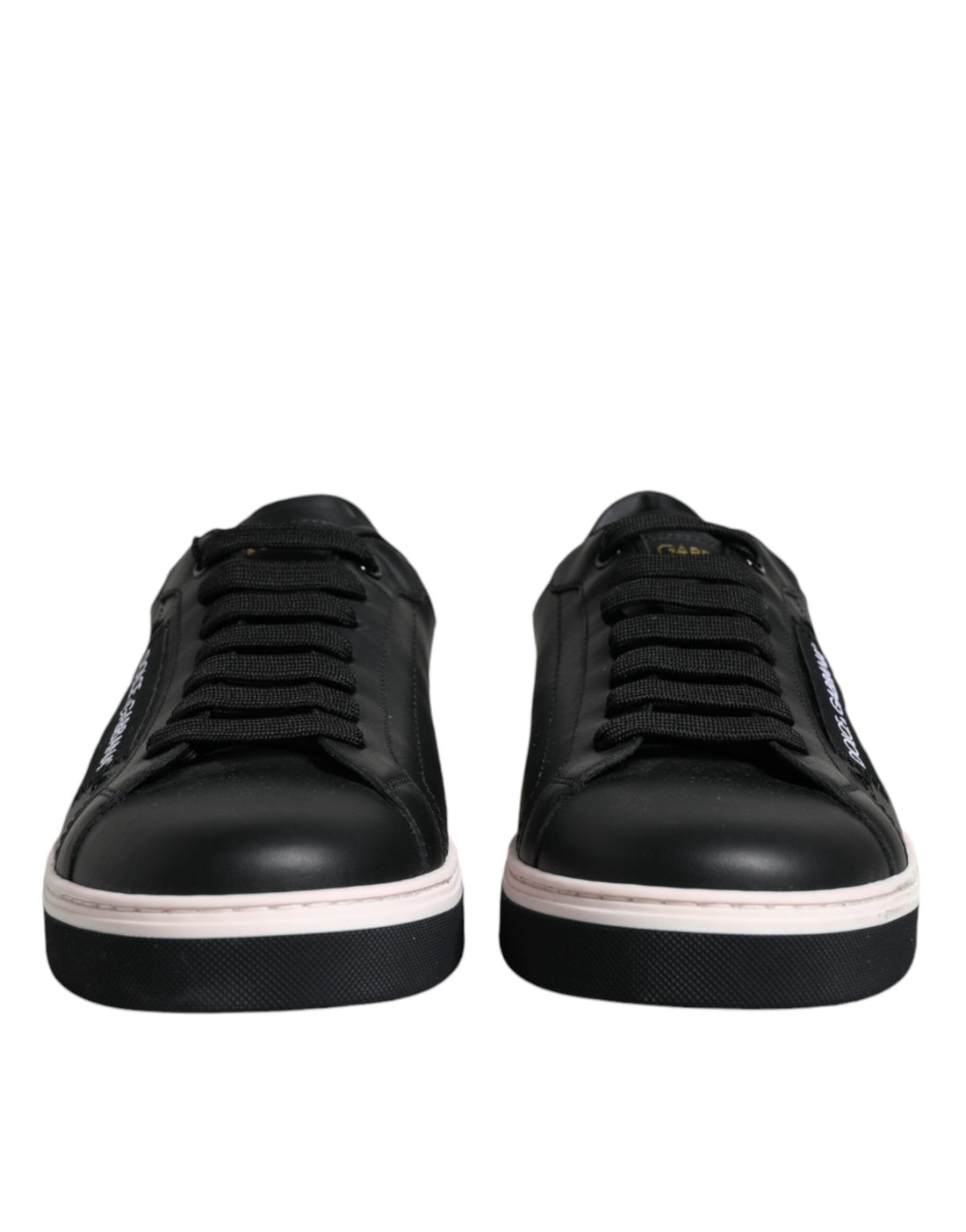 Dolce &amp; Gabbana Black Leather Low Top Men Sneakers Shoes