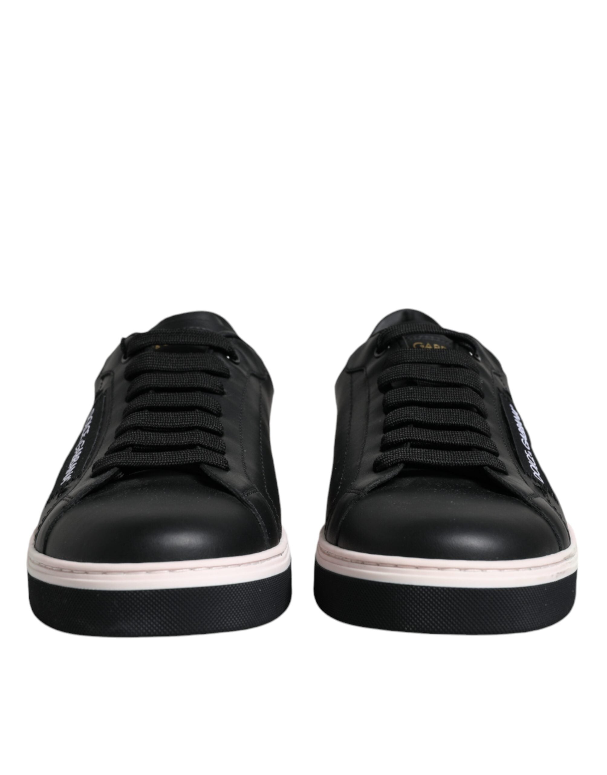 Dolce &amp; Gabbana Black Leather Low Top Men Sneakers Shoes