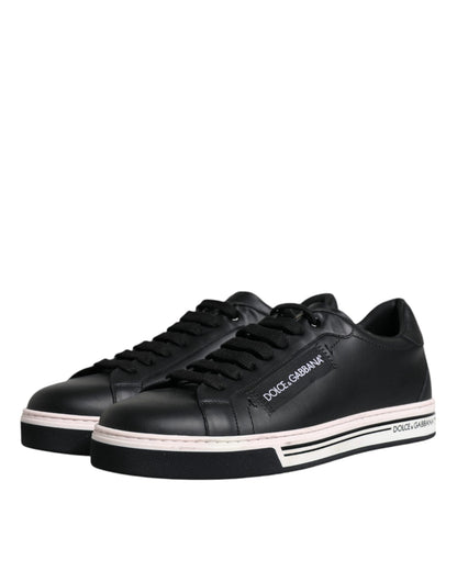 Dolce &amp; Gabbana Black Leather Low Top Men Sneakers Shoes