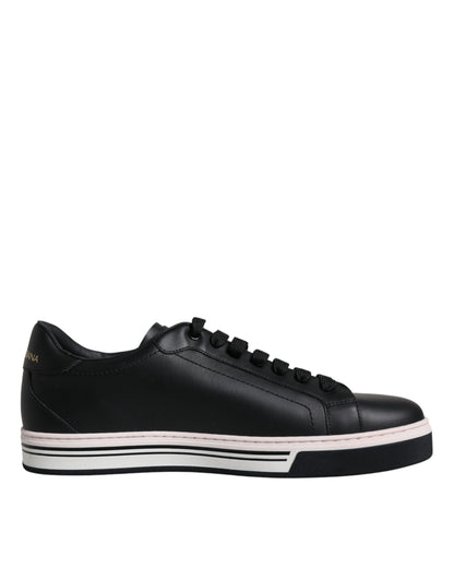 Dolce &amp; Gabbana Black Leather Low Top Men Sneakers Shoes