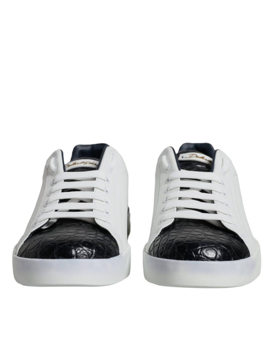 Dolce &amp; Gabbana White Leather Logo Portofino Sneaker Shoes