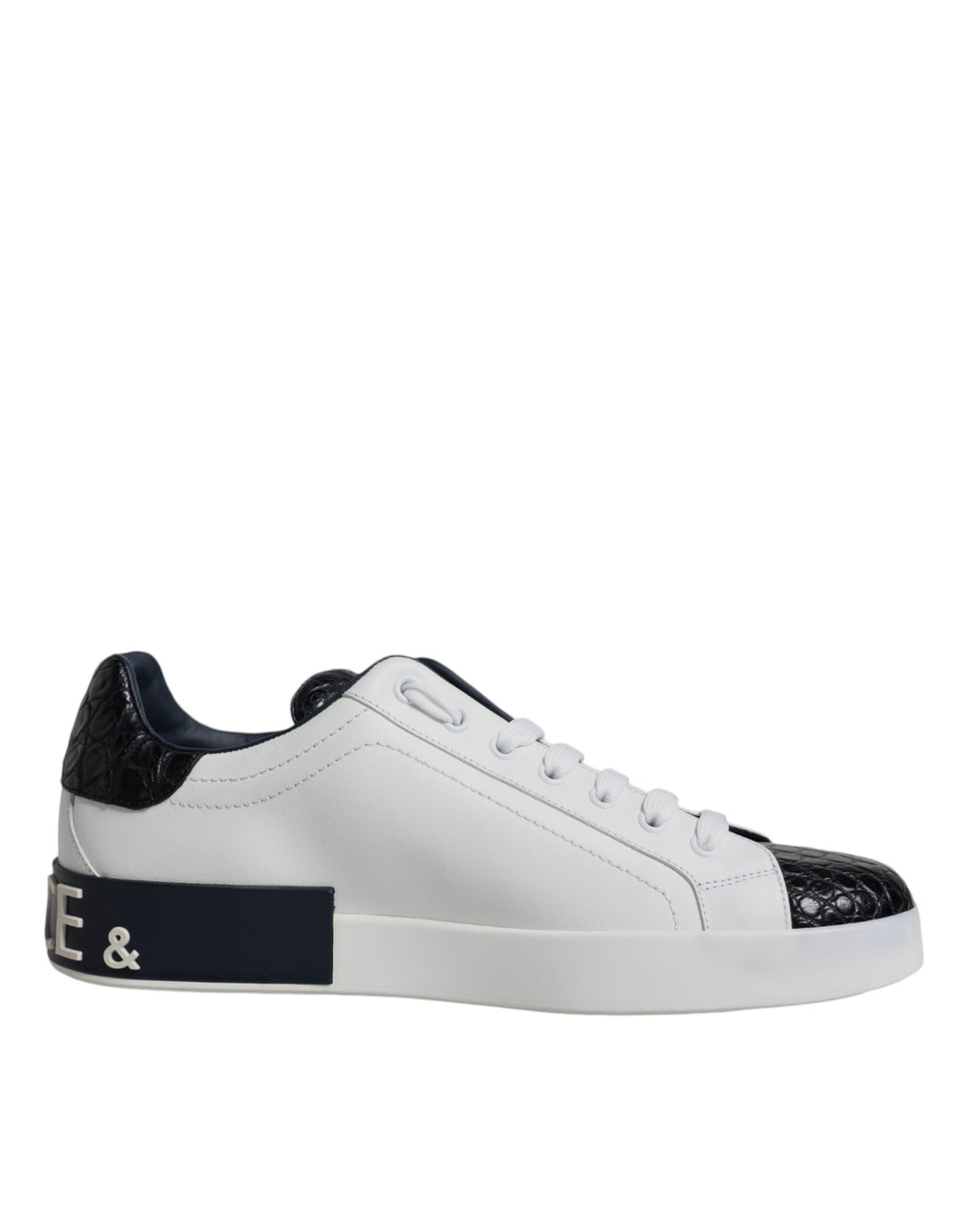 Dolce &amp; Gabbana White Leather Logo Portofino Sneaker Shoes