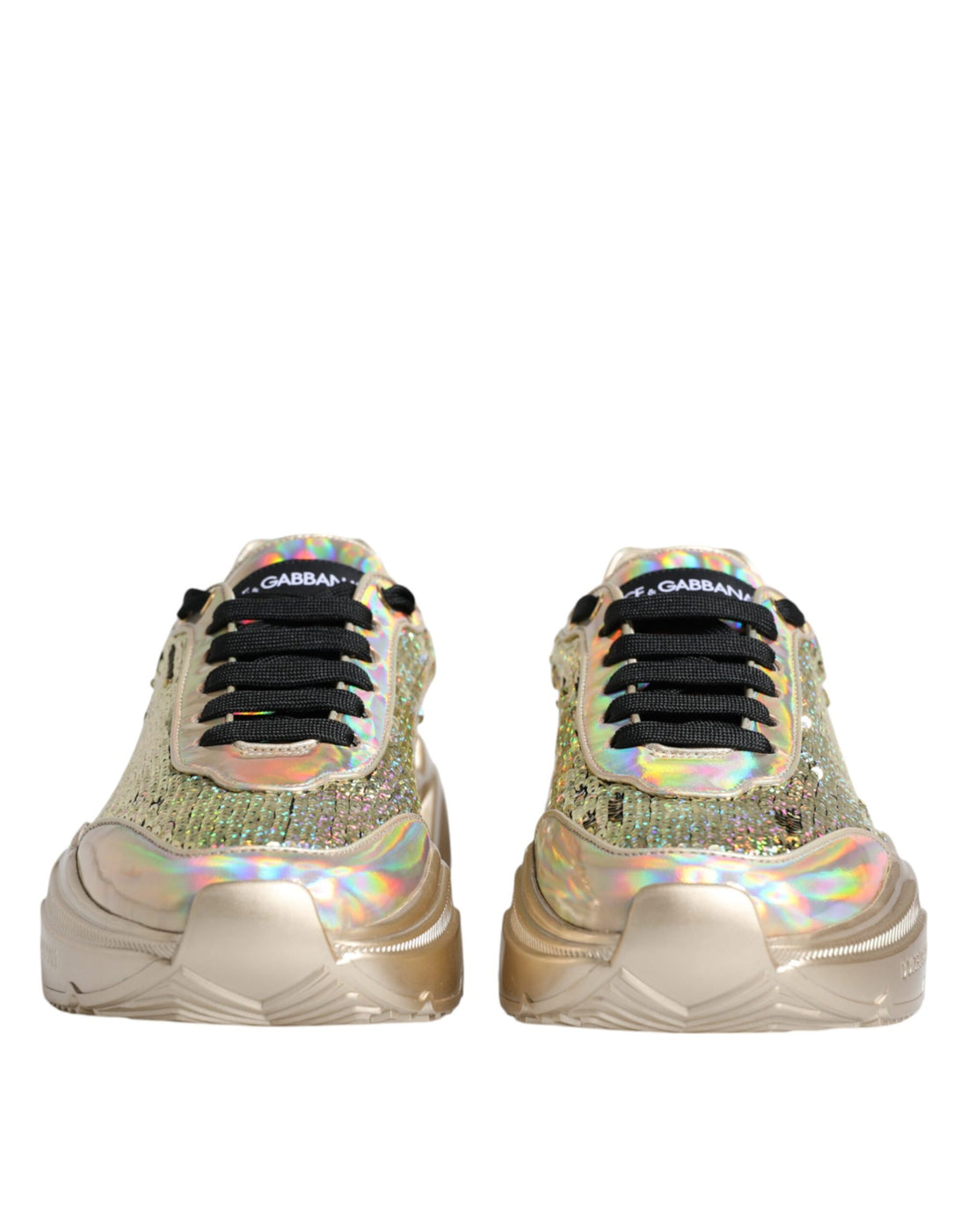 Dolce &amp; Gabbana Gold Sequin Iridiscent Daymaster Sneakers Shoes