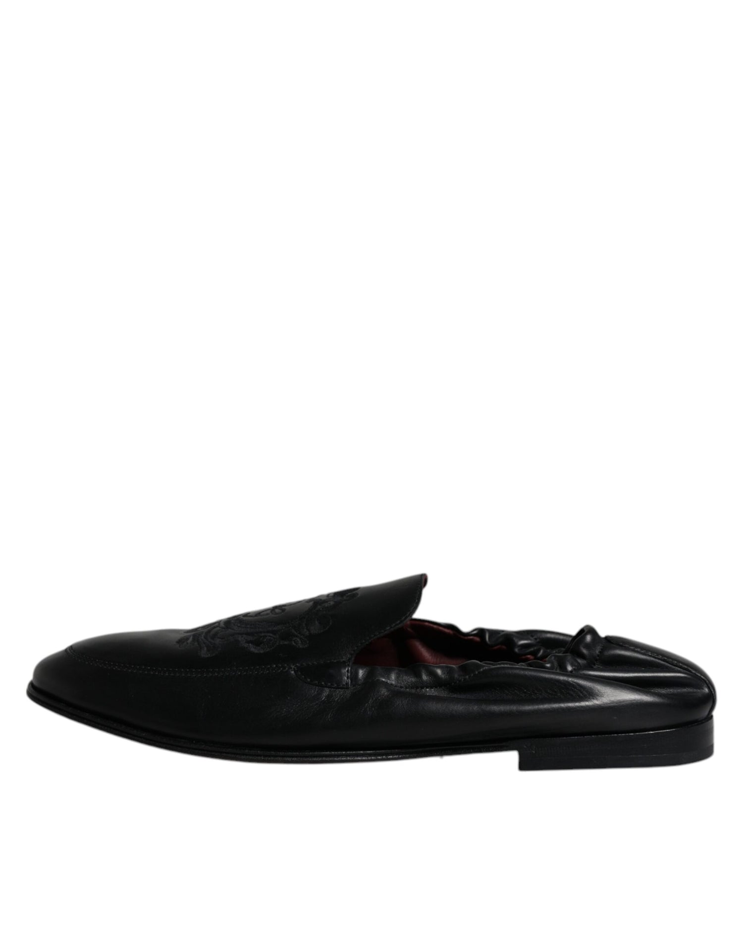 Dolce &amp;amp; Gabbana Svarta Logotyp Broderad Läderloafers Herr Finskor
