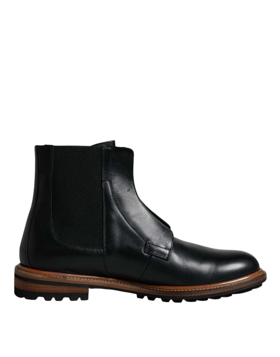Dolce &amp;amp; Gabbana Svarta Läder Chelsea Mid Calf Herrstövlar Skor