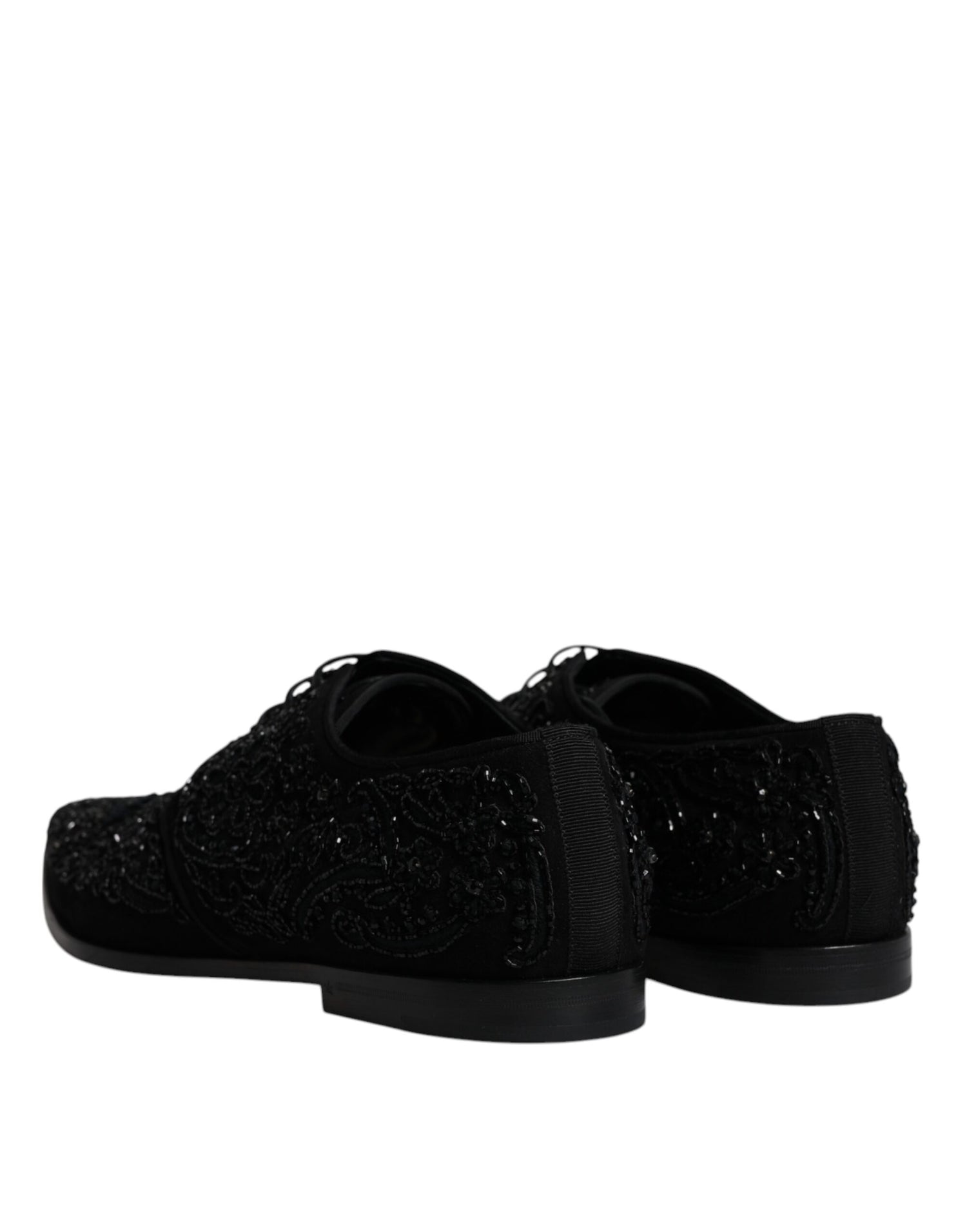 Dolce &amp; Gabbana Black Embellished Suede Derby Formal Shoes