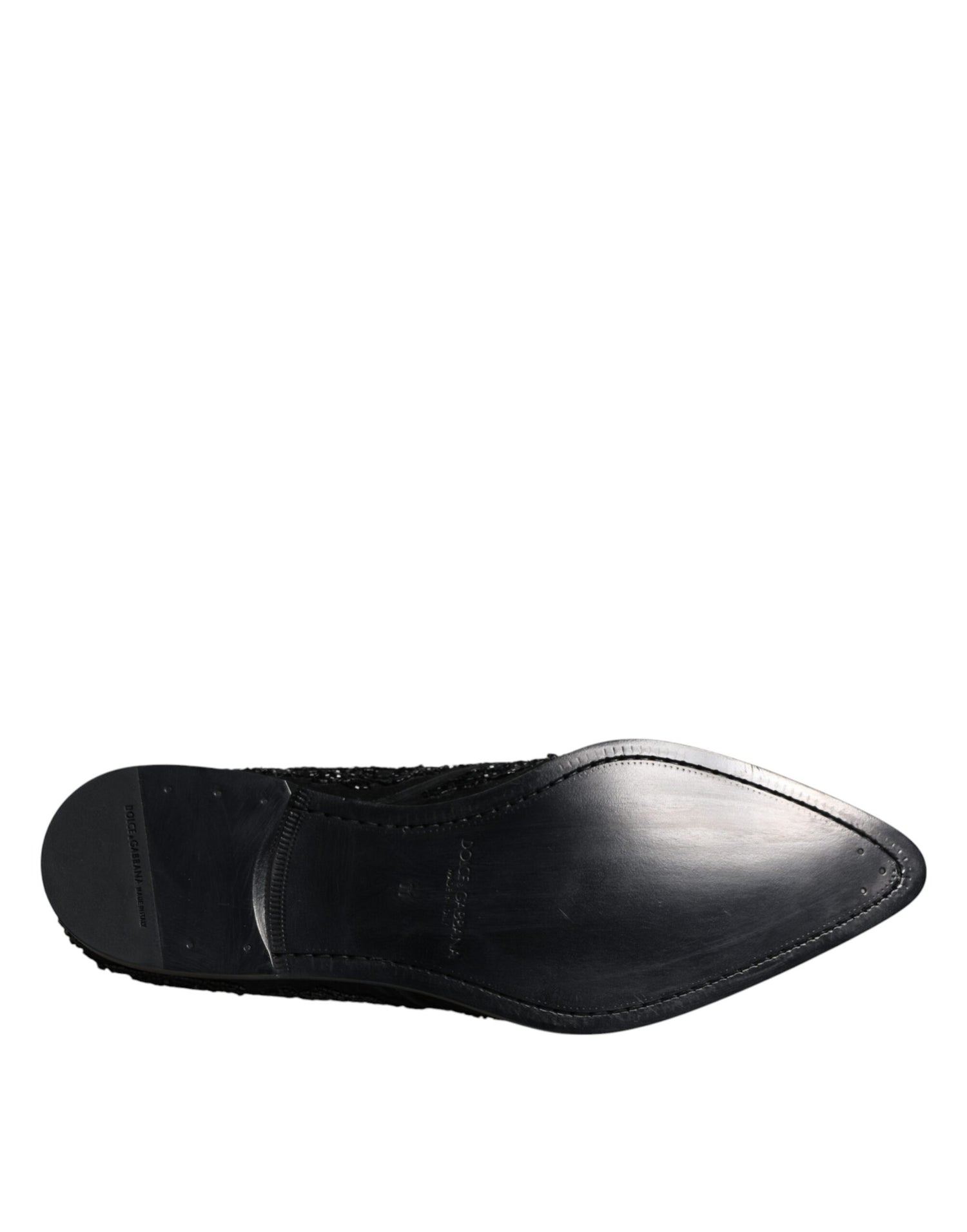 Dolce &amp; Gabbana Black Embellished Suede Derby Formal Shoes