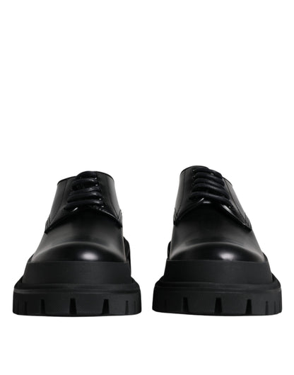 Dolce &amp;amp; Gabbana Svarta Läderskor med Snörning och Vandring