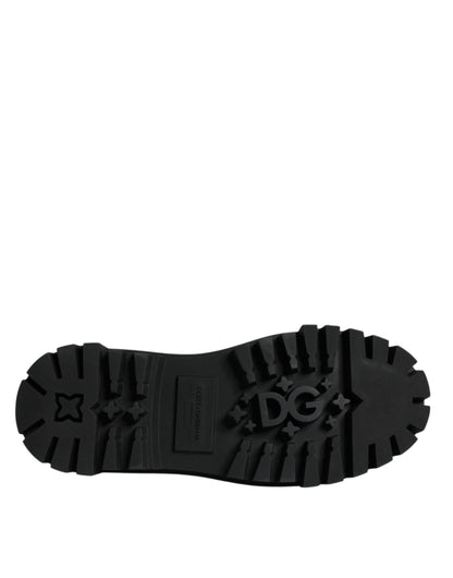 Dolce &amp;amp; Gabbana Svarta Läderskor med Snörning och Vandring