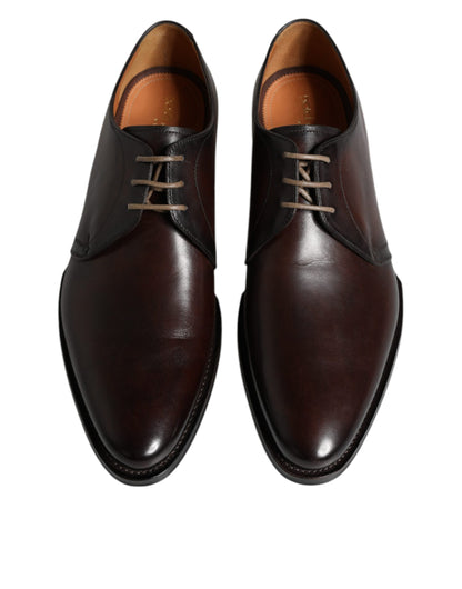 Dolce &amp; Gabbana Black Leather Lace Up Men Derby Formal Shoes