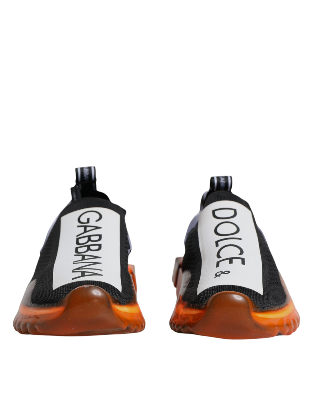 Dolce &amp; Gabbana Black Orange Sorrento Slip On Sneakers Shoes