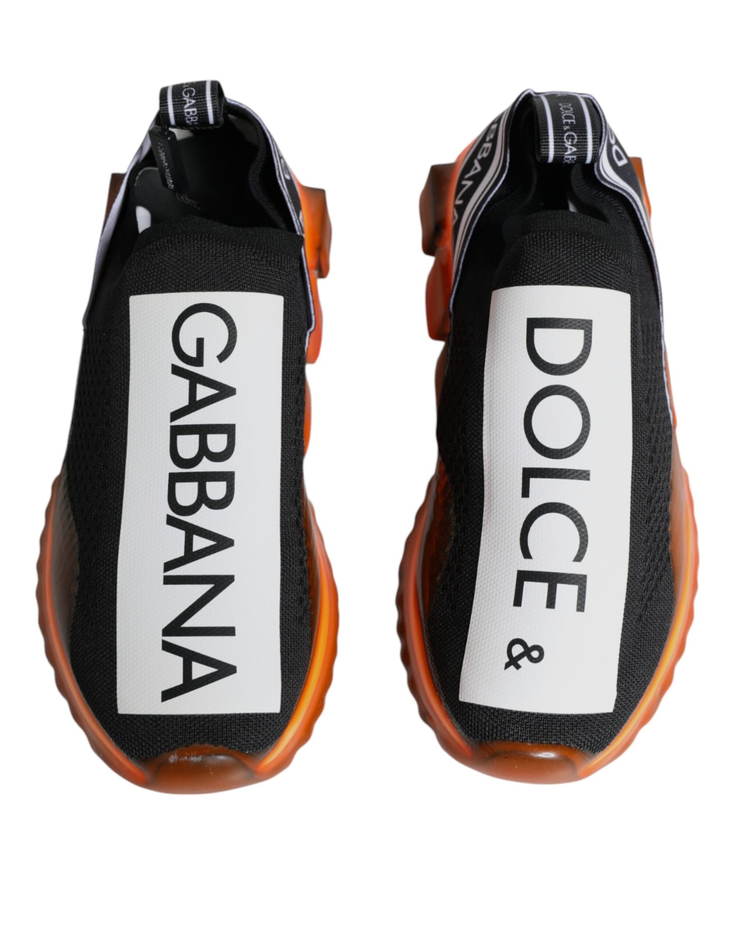 Dolce &amp; Gabbana Black Orange Sorrento Slip On Sneakers Shoes