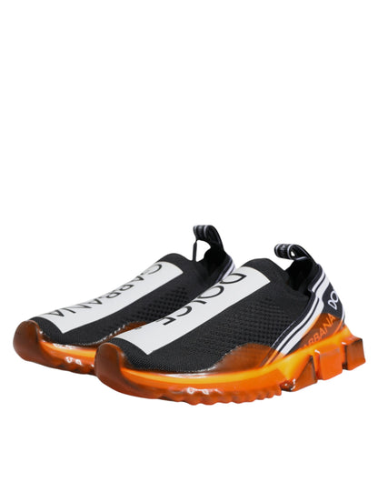 Dolce &amp; Gabbana Black Orange Sorrento Slip On Sneakers Shoes